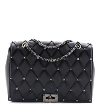Valentino Garavani Rockstud Beehive Chain Flap Bag Quilted Leather Medium