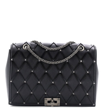 Valentino Garavani Rockstud Beehive Chain Flap Bag Quilted Leather Medium