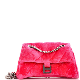 Balenciaga Crush Chain Flap Bag Quilted Velvet Medium