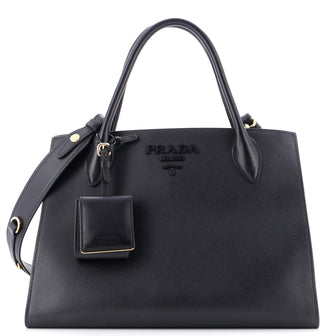 Prada Monochrome Tote Saffiano with City Calf Medium