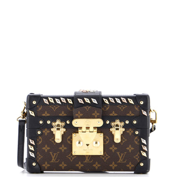 Louis Vuitton Petite Malle Handbag Studded Monogram Canvas