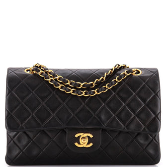 Chanel Vintage Classic Double Flap Bag Quilted Lambskin Medium