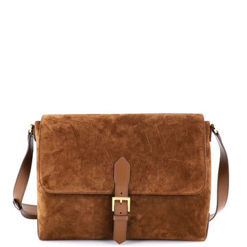 Tom Ford Buckle Flap Messenger Bag Suede Medium