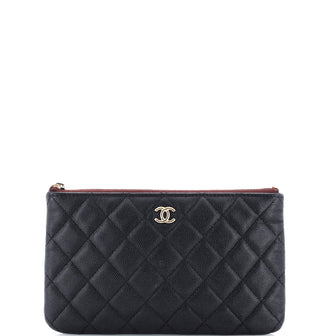 Chanel O Case Clutch Quilted Caviar Small