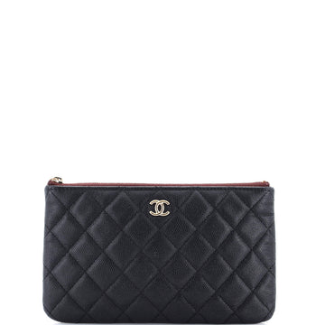 Chanel O Case Clutch Quilted Caviar Small