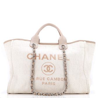 Chanel Deauville Tote Striped Mixed Fibers Medium