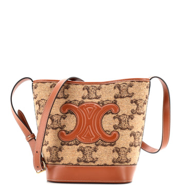 Celine Cuir Triomphe Bucket Bag Triomphe Wool Small