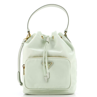 Prada Duet Drawstring Bucket Bag Tessuto Small