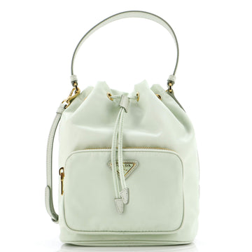 Prada Duet Drawstring Bucket Bag Tessuto Small