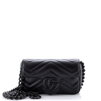 Gucci GG Marmont Monochrome Flap Bag Matelasse Leather Super Mini