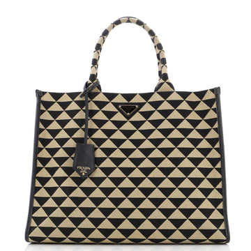 Prada Symbole Shopper Tote Jacquard Large
