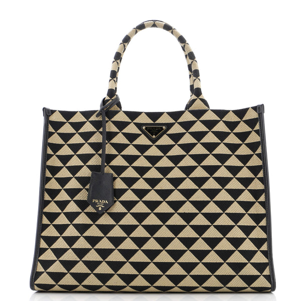 PRADA ＊ bag Prada Symbole Shopper Tote Jacquard Large Brown 33360740