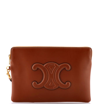 Celine Cuir Triomphe Wristlet Pouch Leather Small