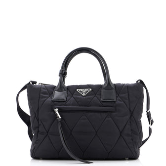 Prada Convertible Zip Tote Quilted Tessuto Small