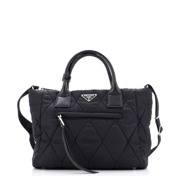 Prada Convertible Zip Tote Quilted Tessuto Small