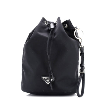 Prada Drawstring Wristlet Bucket Bag Tessuto Small