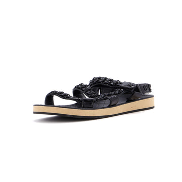 Chanel Women's Chain CC Slingback Sandals Quilted Leather with Cork