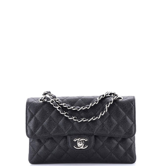 Chanel Classic Double Flap Bag Quilted Caviar Small
