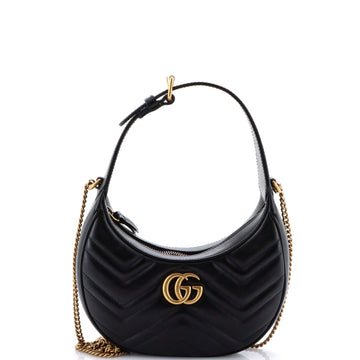 Gucci GG Marmont Half Moon Hobo Matelasse Leather Mini