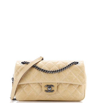 Chanel Duo Color Flap Bag Quilted Glazed Calfskin Medium