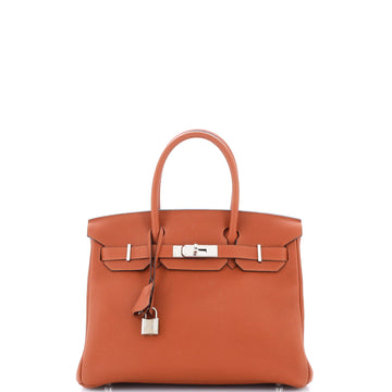 Hermes Birkin Handbag Brown Togo with Palladium Hardware 30