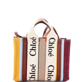 Chloe Woody Convertible Tote Canvas with Leather Small