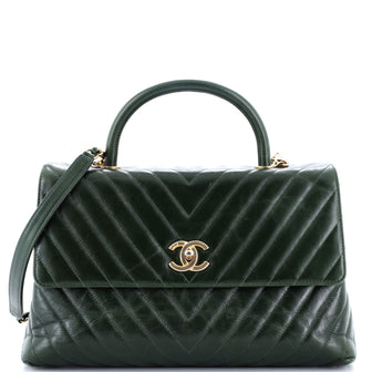 Chanel Coco Top Handle Bag Chevron Calfskin Medium
