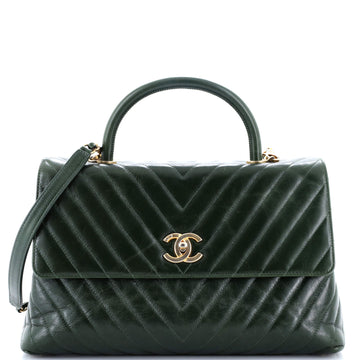 Chanel Coco Top Handle Bag Chevron Calfskin Medium
