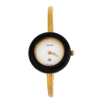 Gucci 1100 Interchangeable Bezel Bangle Quartz Watch Plated Metal with Plastic 26