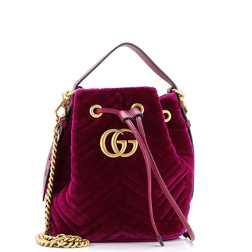 Gucci GG Marmont Bucket Bag Matelasse Velvet Small
