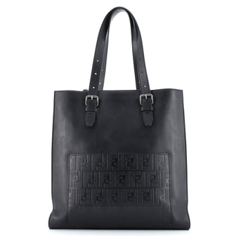 Fendi St. Zucca Slim Tote Leather with Embossed Zucca Detail