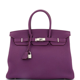 Hermes Birkin Handbag Purple Togo with Palladium Hardware 35