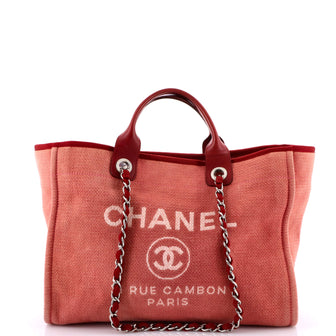 Chanel Deauville Tote Canvas Medium Red 3340141