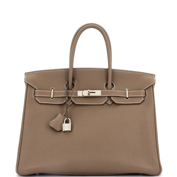 Hermes Birkin Handbag Grey Togo with Palladium Hardware 35