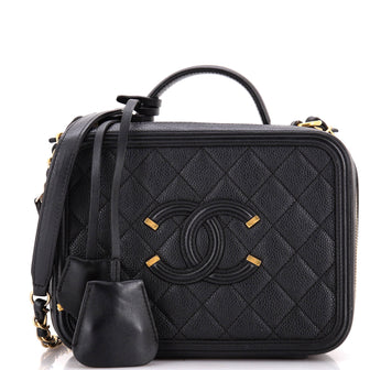 Chanel Filigree Vanity Case Quilted Caviar Medium