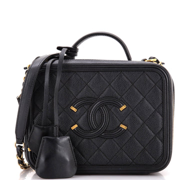 Chanel Filigree Vanity Case Quilted Caviar Medium
