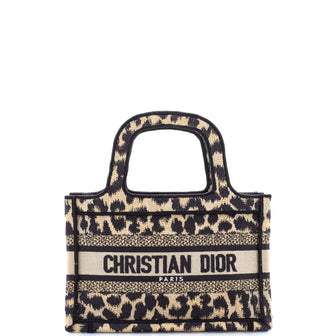 Christian Dior Book Tote Mizza Embroidered Canvas Mini