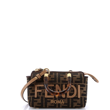 Fendi Logo By The Way Top Handle Bag Zucca Embroidered Canvas Mini