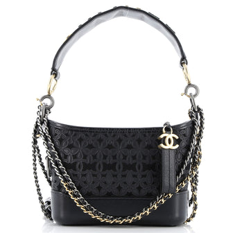 Chanel Gabrielle Hobo with Logo Handle Laser Cut Calfskin and Wool Felt Small