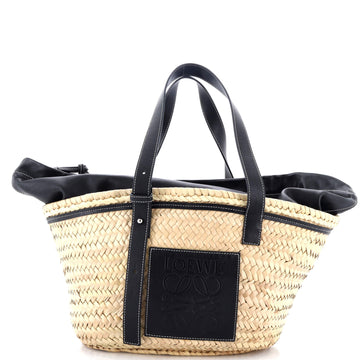 Loewe Basket Tote Raffia with Leather Trim Large
