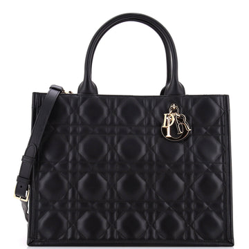 Christian Dior Book Tote with Strap Macrocannage Quilt Calfskin Large