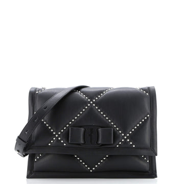 Salvatore Ferragamo Viva Bow Flap Bag Studded Leather Small