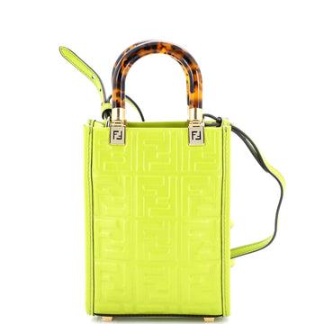 Fendi Sunshine Shopper Tote Zucca Embossed Leather Mini