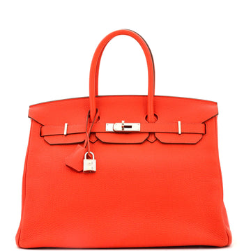 Hermes Birkin Handbag Orange Togo with Palladium Hardware 35