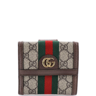Gucci Ophidia French Flap Wallet GG Coated Canvas Compact