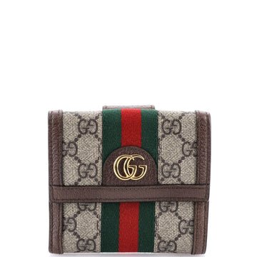 Gucci Ophidia French Flap Wallet GG Coated Canvas Compact