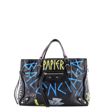 Balenciaga Papier Graffiti A6 Zip Around Classic Studs Bag Leather