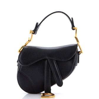 Christian Dior Saddle Handbag with Strap Leather Micro