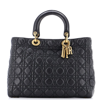 Christian Dior Supple Lady Dior Bag Cannage Quilt Leather Large