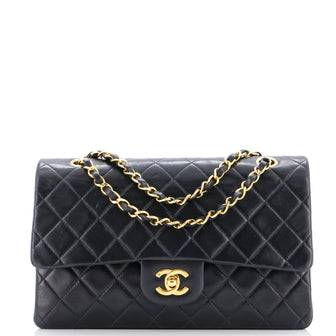 Chanel Vintage Classic Double Flap Bag Quilted Lambskin Medium